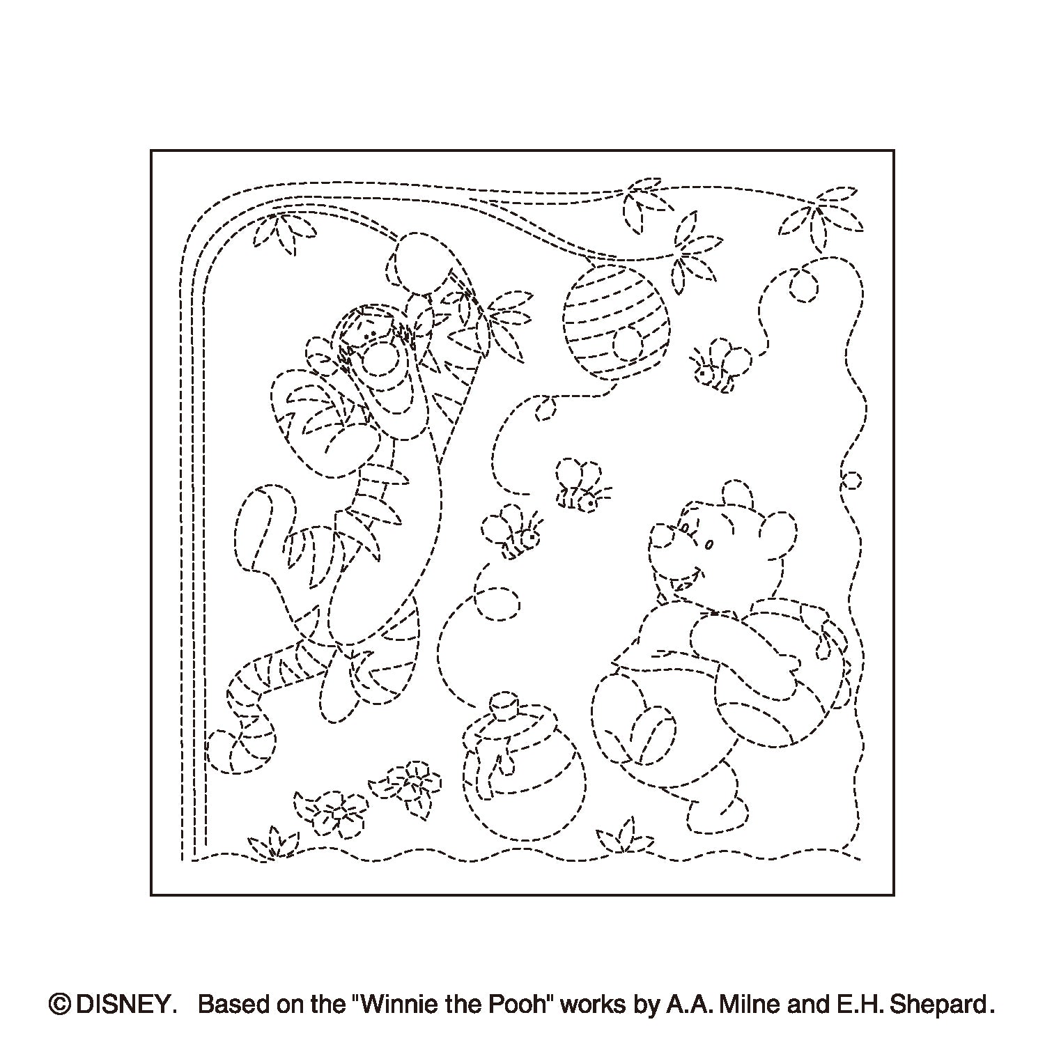 Sashiko Sampler H-1129 Pooh & Tigger (white)