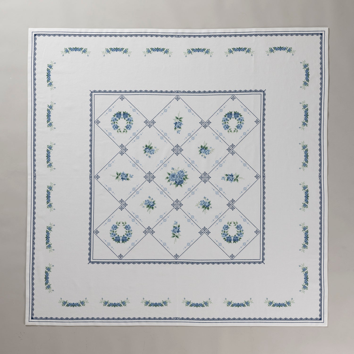 No.1204 Blue rose motif tablecloth