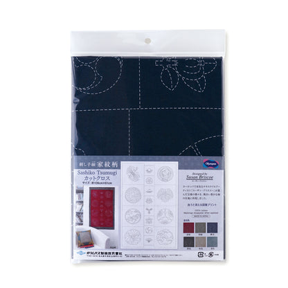 刺し子紬カットクロス　家紋柄