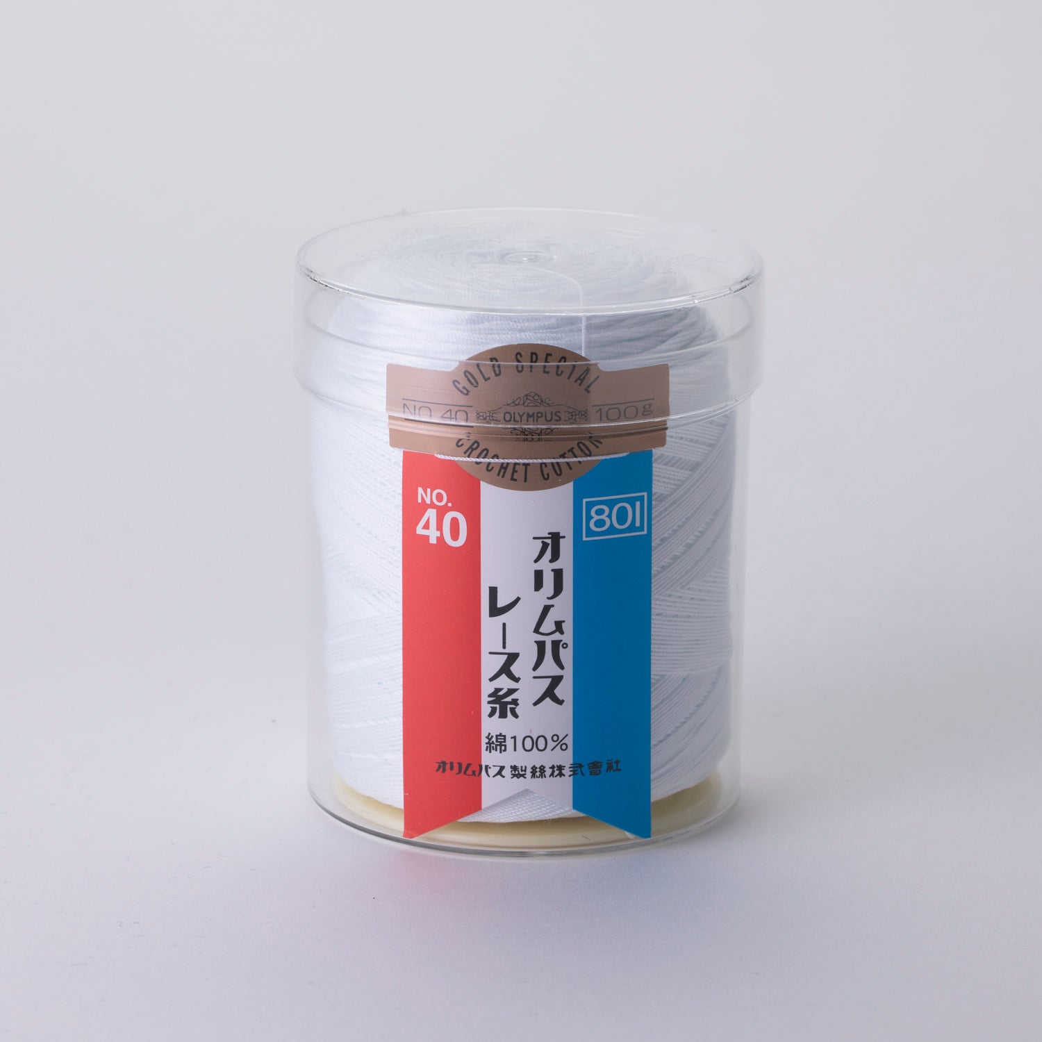金票40番レース糸 100g玉巻　白