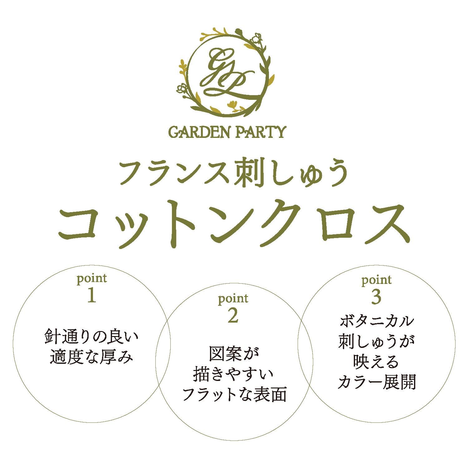 STITCH  CLOTH　GARDEN PARTY(ガーデンパーティー)　フランス刺しゅう　コットン