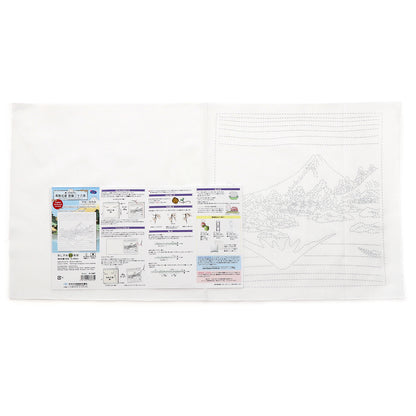 Sashiko Sampler H-1097 Mt. Fuji reflected lake Kawaguchi in Kai Province (White)