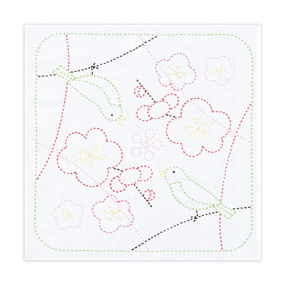SK-495 Plum Blossom & Japanese Bush Warbler (white)