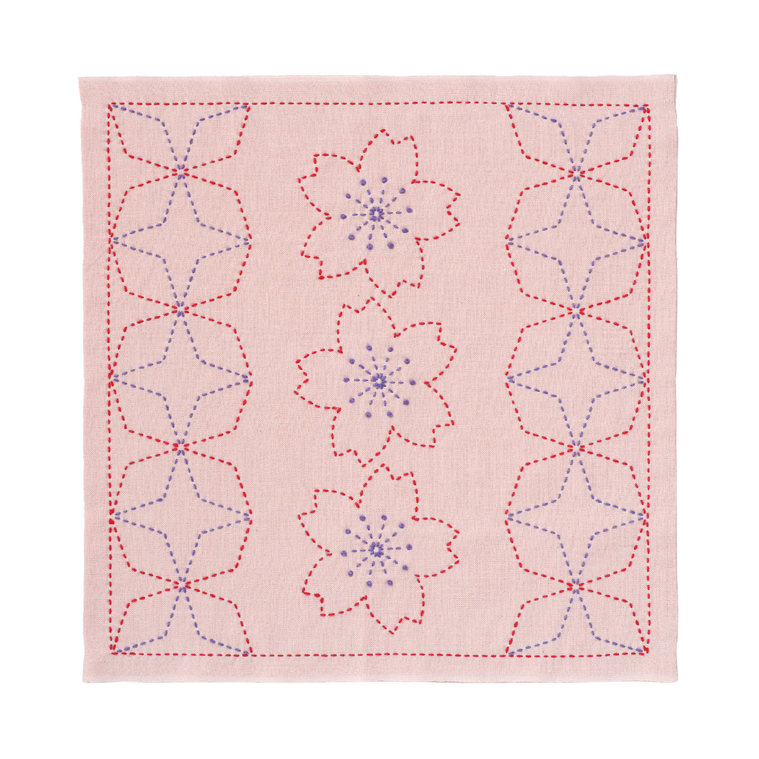 刺し子243 花ふきん桜と角七宝