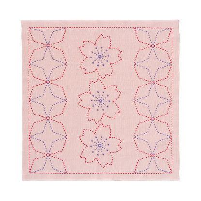 刺し子243 花ふきん桜と角七宝
