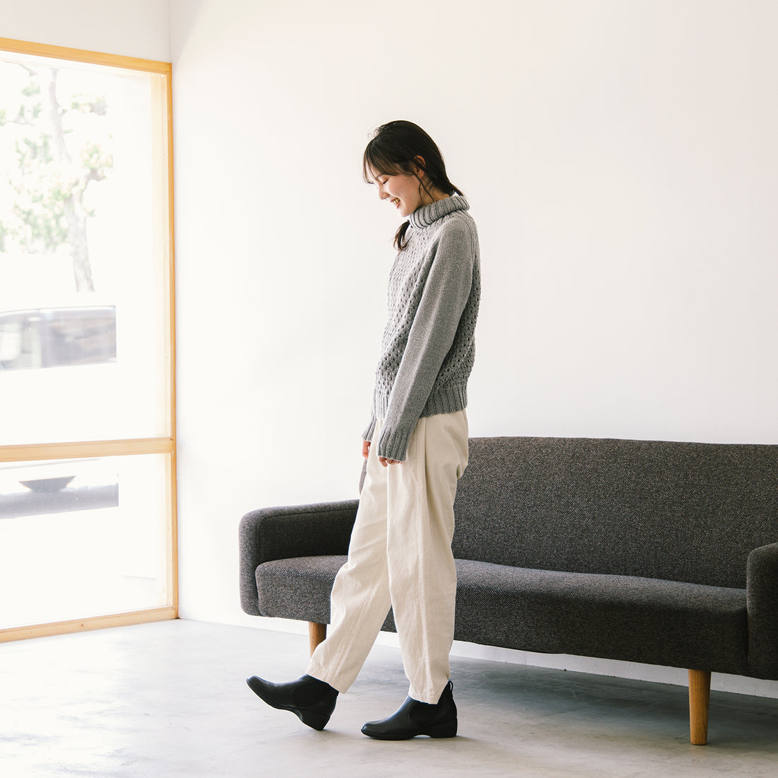 冬の袖まわりすっきりセーター編図