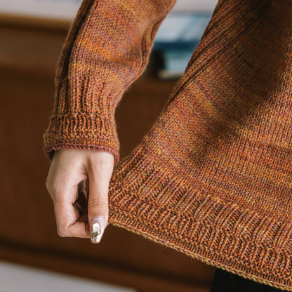 Top-down block rib sweater knitting pattern